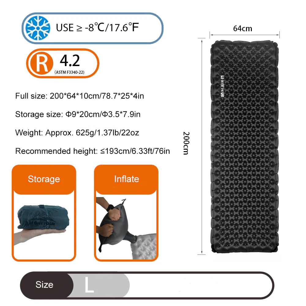 Light Tour Ultralight R4.2/R7.5 Insulated Sleeping Pad 20D Nylon