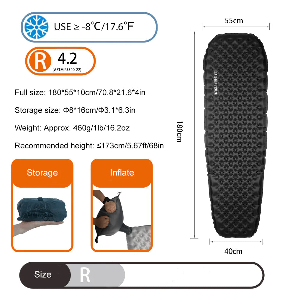 Light Tour Ultralight R4.2/R7.5 Insulated Sleeping Pad 20D Nylon