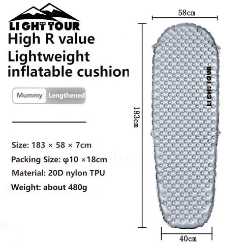 Light Tour Ultralight R3.5/R5.8 Insulated Sleeping Pad 20D Nylon