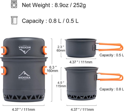 Widesea Camping 800ml Pot + 500ml Pan / 290g